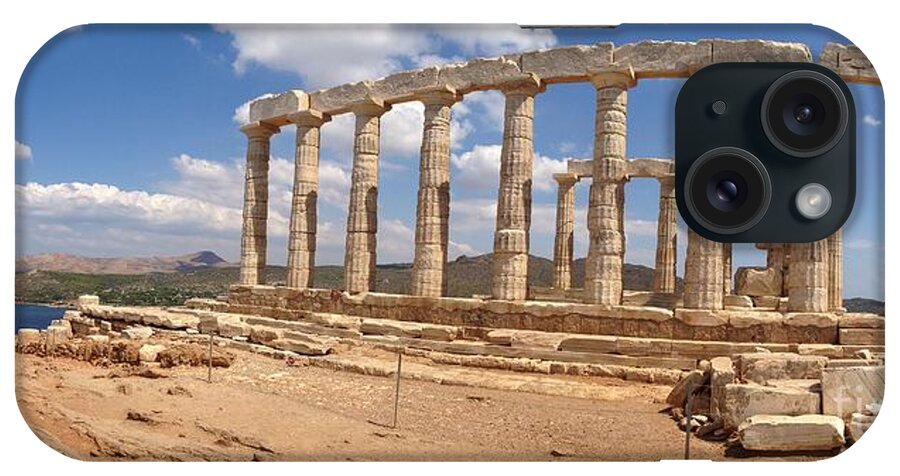 Temple Of Poseidon iPhone Case featuring the photograph Temple of Poseidon Panoramic by Denise Railey