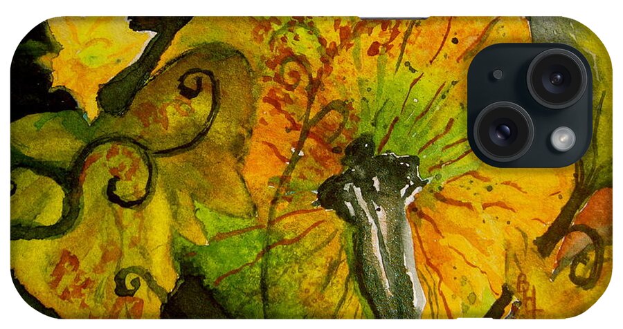 Pumpkin iPhone Case featuring the painting Tendrils by Beverley Harper Tinsley