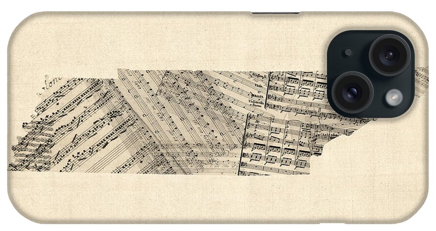 Tennessee iPhone Case featuring the digital art Tennessee Map Sheet Music by Michael Tompsett
