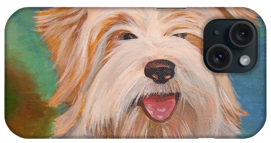Dog iPhone Case featuring the painting Terrier Portrait by Taiche Acrylic Art
