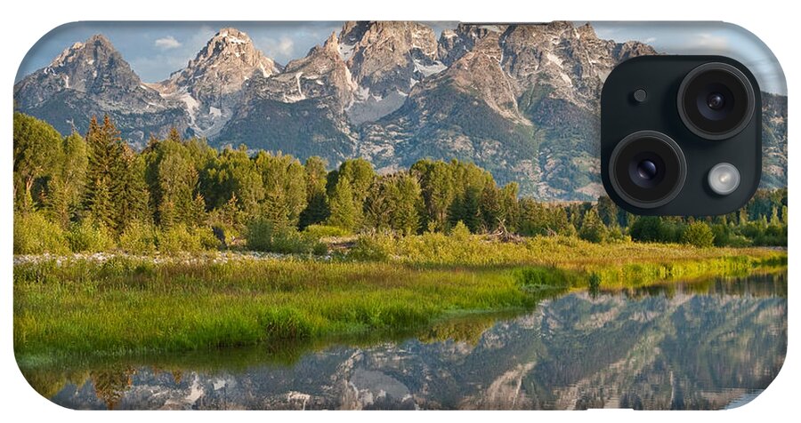 Awe iPhone Case featuring the photograph Teton Range Reflected in the Snake River by Jeff Goulden