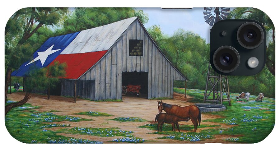 Texas Barn Art iPhone Case featuring the painting Texas Barn by Jimmie Bartlett