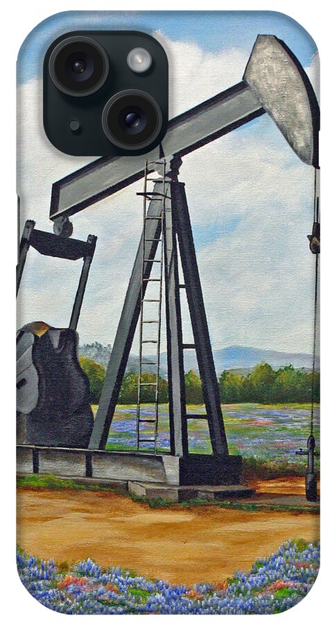 Texas iPhone Case featuring the painting Texas Oil Well by Jimmie Bartlett