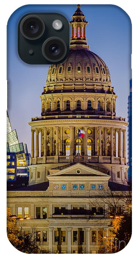 America iPhone Case featuring the photograph Texas State Capitol by Night by Inge Johnsson