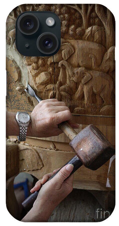 Asia iPhone Case featuring the photograph Thai Woodworker by Inge Johnsson