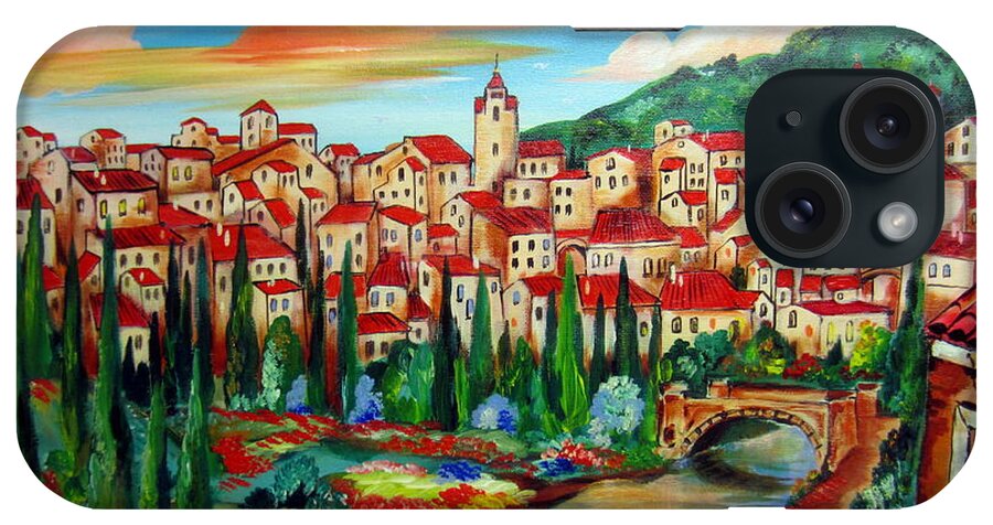 Village iPhone Case featuring the painting That Village in Chianti by Roberto Gagliardi