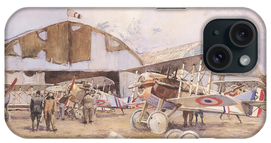 Champ D'aviation iPhone Case featuring the photograph The Airfield, 1918 Wc On Paper by Francois Flameng