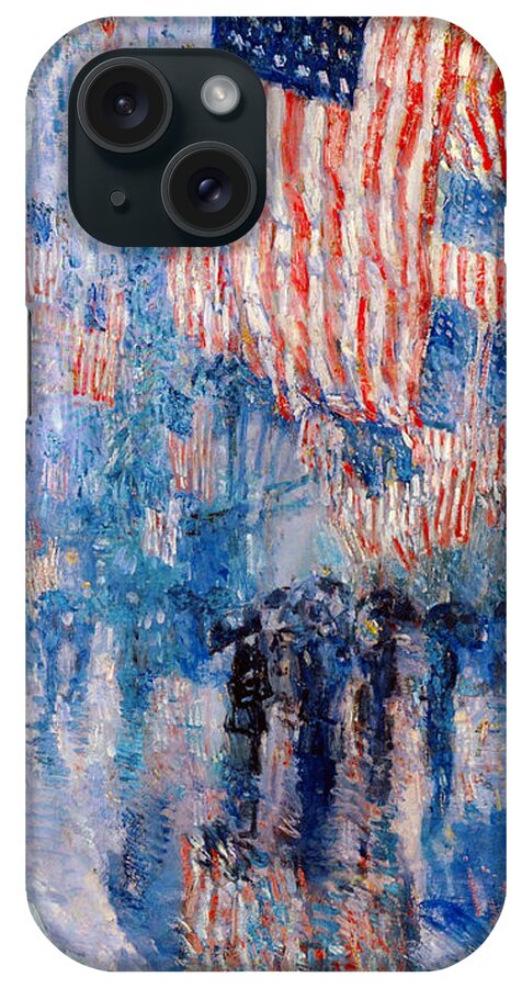 #faatoppicks iPhone Case featuring the digital art The Avenue In The Rain by Frederick Childe Hassam
