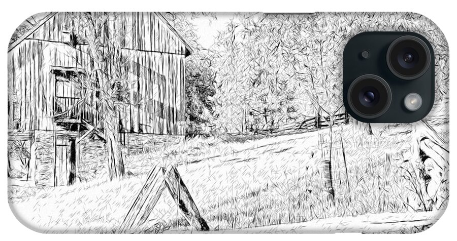 Barn iPhone Case featuring the digital art The Barn at the Oliver Miller Homestead - Side view by Digital Photographic Arts