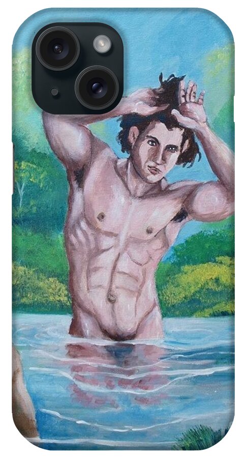 Water iPhone Case featuring the painting The bather by Jean Pierre Bergoeing