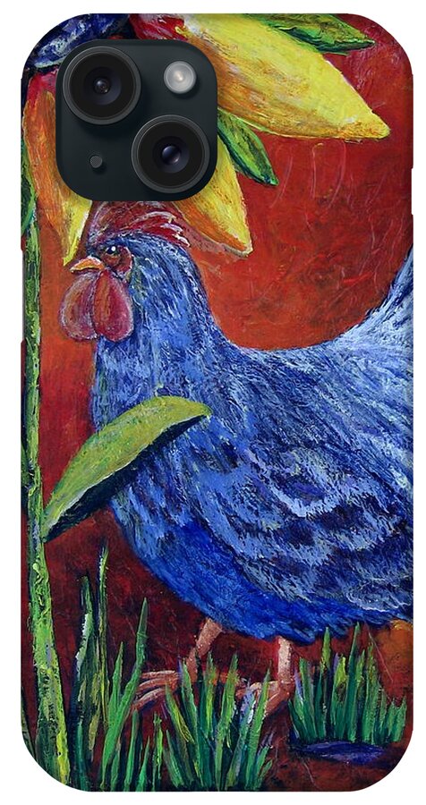 Rooster iPhone Case featuring the painting The Blue Rooster by Suzanne Theis