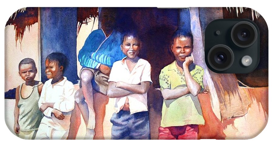 Africa iPhone Case featuring the painting The Boys of Malawi by Brenda Beck Fisher