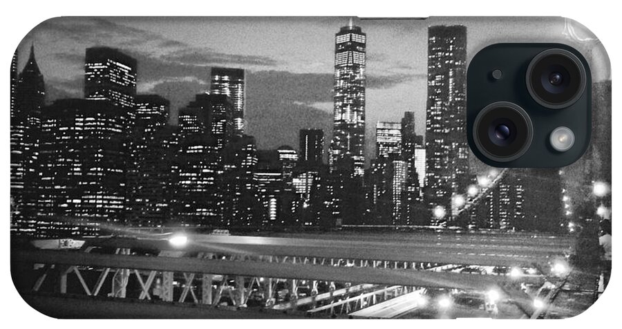 Brooklyn iPhone Case featuring the photograph The Brooklyn Bridge in Black and White by Christy Gendalia