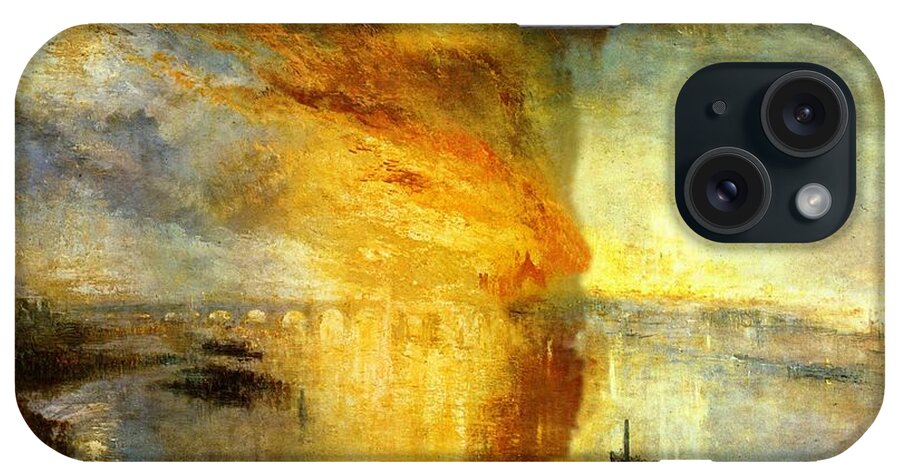 Joseph Mallord William Turner iPhone Case featuring the painting The Burning of the Houses of Lords and Commons by Celestial Images