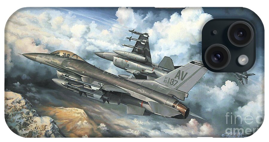 Aviation Art iPhone Case featuring the painting The Buzzard Boys From Aviano by Randy Green