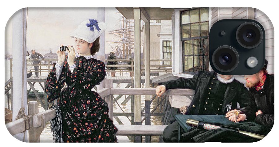 Binoculars iPhone Case featuring the painting The Captains Daughter by James Jacques Joseph Tissot