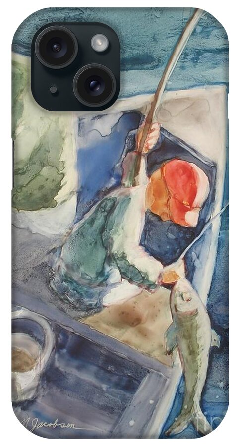 Boys iPhone Case featuring the painting The Catch by Marilyn Jacobson