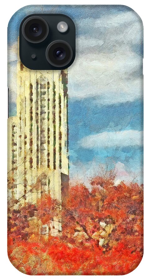 Building iPhone Case featuring the digital art The Cathedral of Learning at the University of Pittsburgh by Digital Photographic Arts