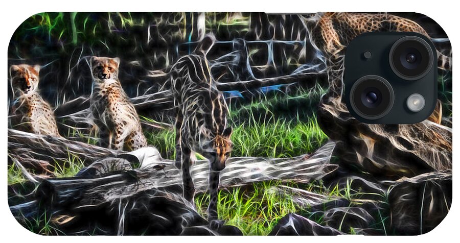 #cheetah iPhone Case featuring the photograph The Cheetah Dubbo Zoo family by Miroslava Jurcik