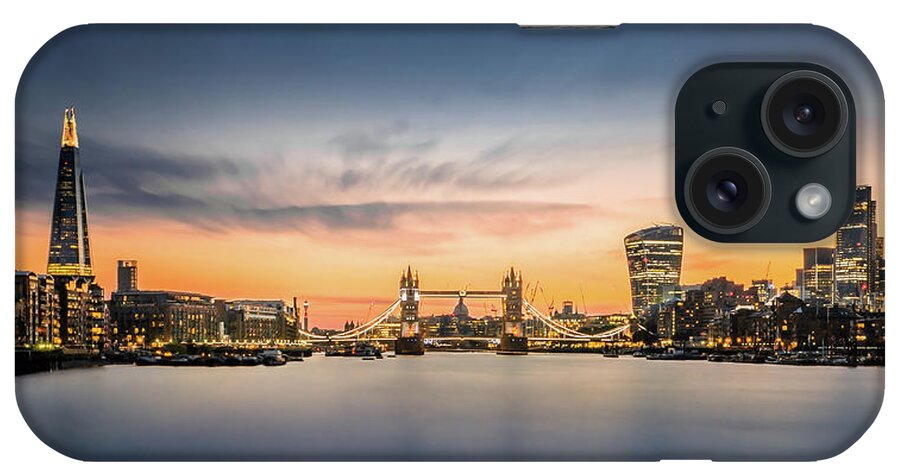 Gla Building iPhone Case featuring the photograph The City Of London In Sunset Scene by Tangman Photography