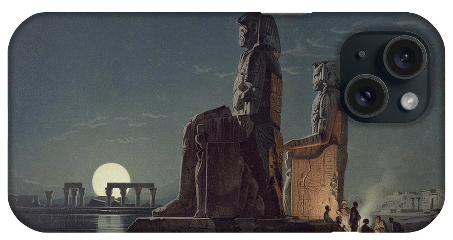 Colossus iPhone Case featuring the painting The Colossi Of Memnon, Thebes, One by Carl Friedrich Heinrich Werner