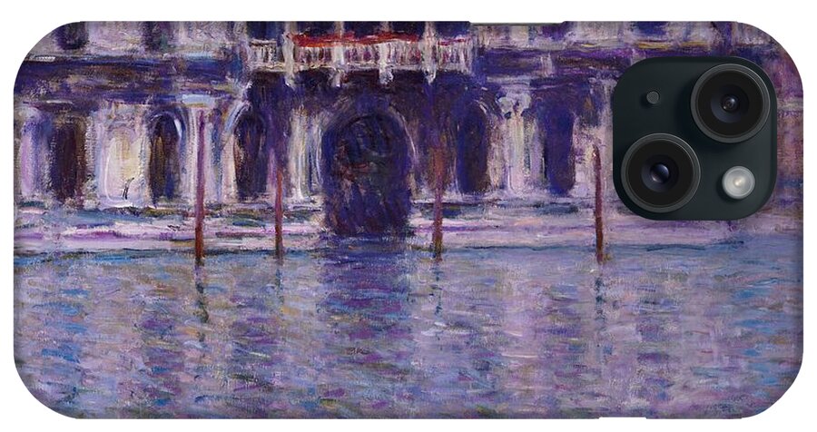 Contarini Palace; Palais Contarini; Impressionist; Venice; Venetian; Purple; Atmospheric; Picturesque; Architecture; Italy; Italian; Canal iPhone Case featuring the painting The Contarini Palace by Claude Monet