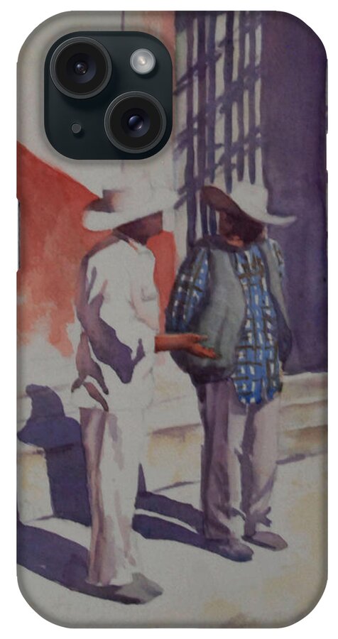 Men iPhone Case featuring the painting The Conversation by Heidi E Nelson