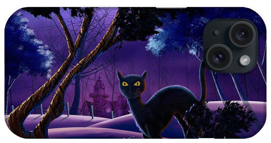 Creepy iPhone Case featuring the digital art The Creepy Cat of Ash Hills by Peter Awax
