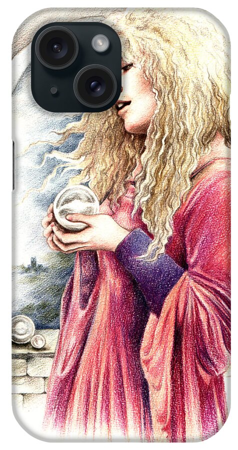 Stevie Nicks iPhone Case featuring the mixed media The Crystal Ball by Johanna Pieterman