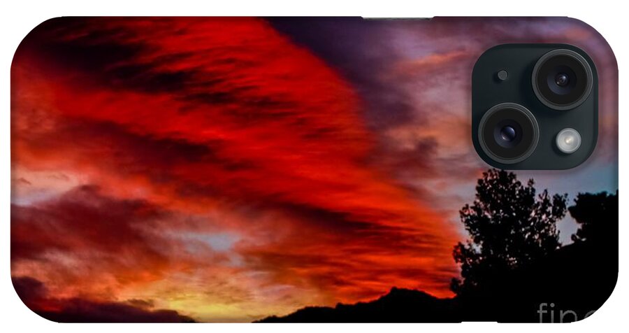 Red Clouds iPhone Case featuring the photograph The DaY iS DonE by Angela J Wright