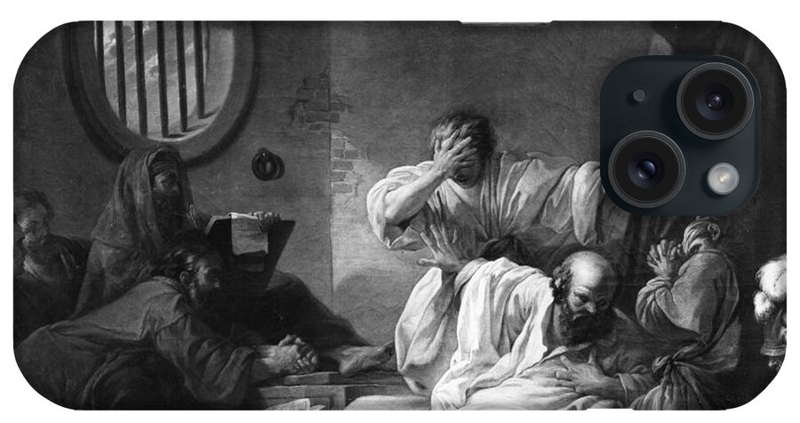 The Death Of Socrates iPhone Case featuring the painting The Death of Socrates by Jacques Philippe Joseph de Saint-Quentin