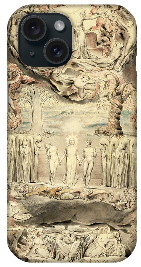 The Fall Of Man iPhone Case featuring the painting The Fall Of Man by William Blake