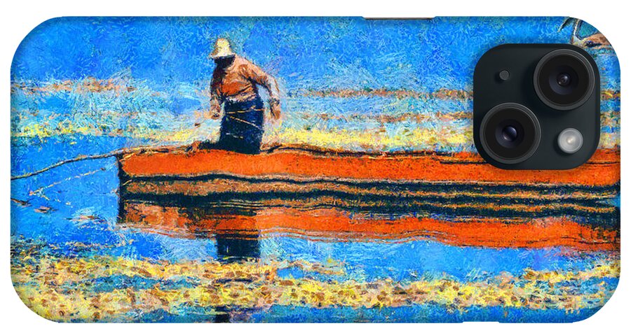 Rossidis iPhone Case featuring the painting The fisherman by George Rossidis