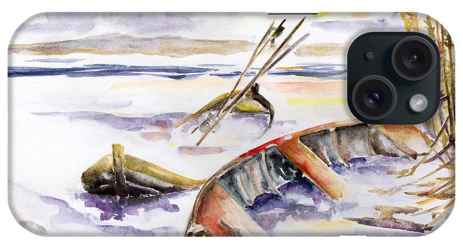 Barbara Pommerenke iPhone Case featuring the painting The Forgotten Boats by Barbara Pommerenke