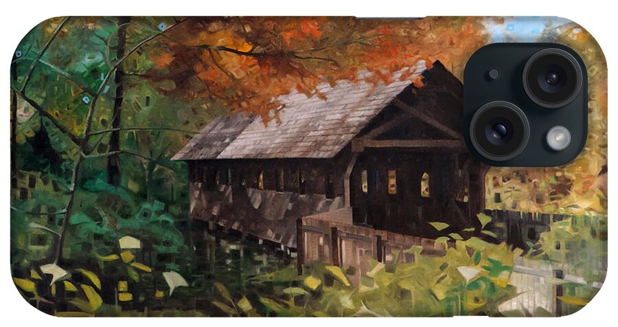 Landscape iPhone Case featuring the painting The Gilliland Covered Bridge by T S Carson