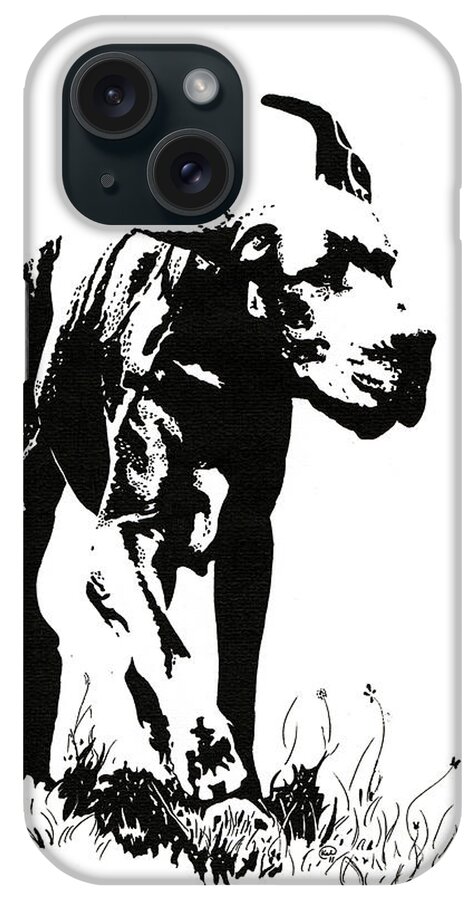 Dog iPhone Case featuring the drawing The Great Dane by Kate Black