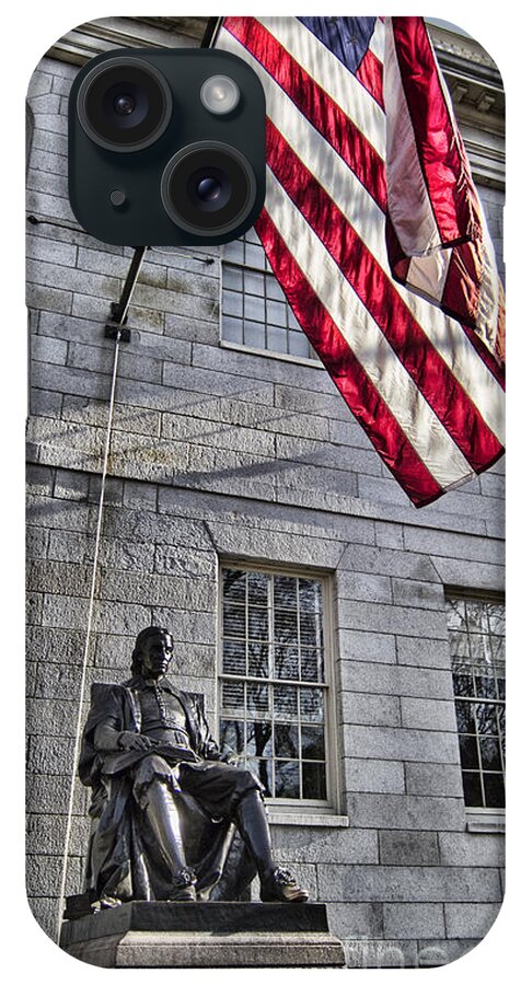 The John Harvard Statue iPhone Case featuring the photograph The John Harvard Statue by Douglas Barnard