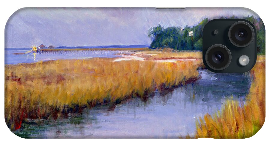 Marsh iPhone Case featuring the painting The Landing at Dusk by Candace Lovely