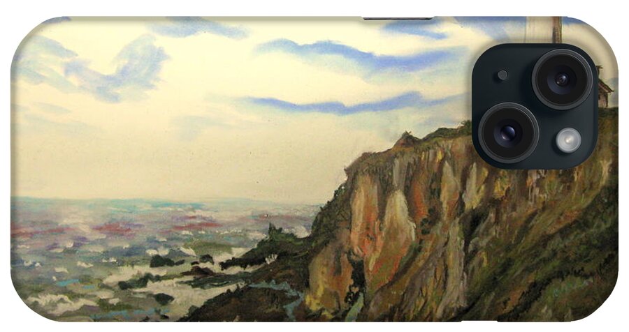 Lighthouse iPhone Case featuring the pastel The Lighthouse. by Mike Benton