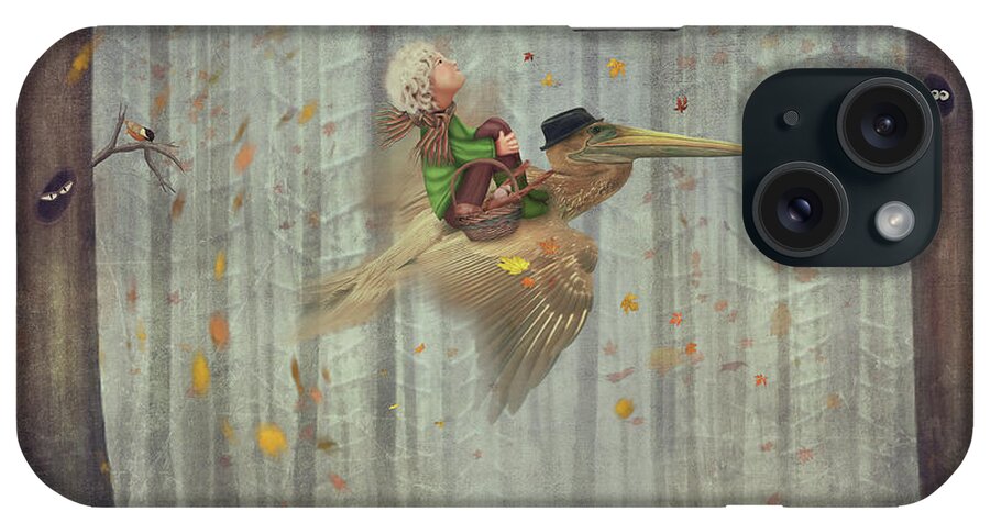 Flowerbed iPhone Case featuring the digital art The Little Boy And Brown Pelican Fly by Maroznc