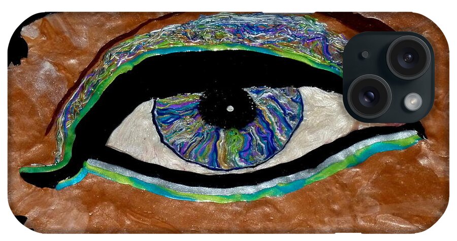 Eye iPhone Case featuring the mixed media The Looker by Deborah Stanley
