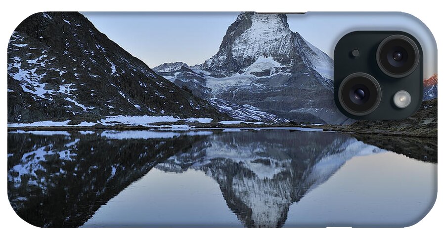 Feb0514 iPhone Case featuring the photograph The Matterhorn And Riffelsee Lake by Thomas Marent