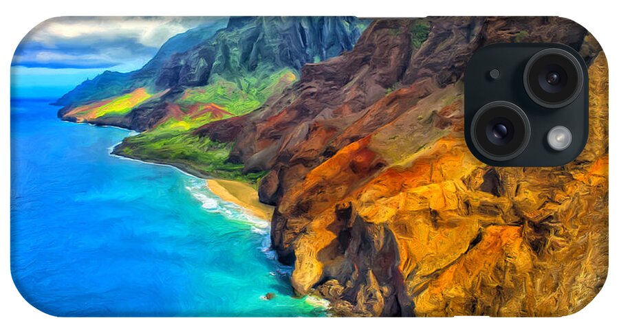 Na Pali iPhone Case featuring the painting The Na Pali Coast of Kauai by Dominic Piperata