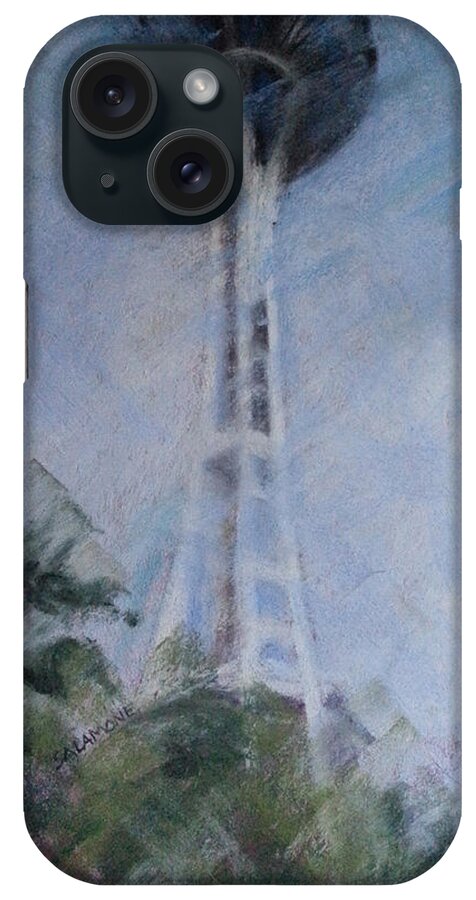 Seattle iPhone Case featuring the pastel The Needle by Brenda Salamone