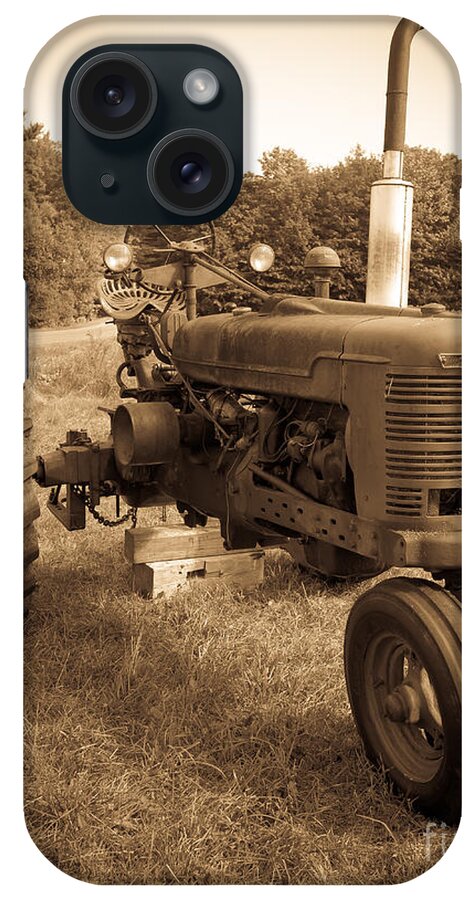 Sepia iPhone Case featuring the photograph The Old Tractor Sepia by Edward Fielding