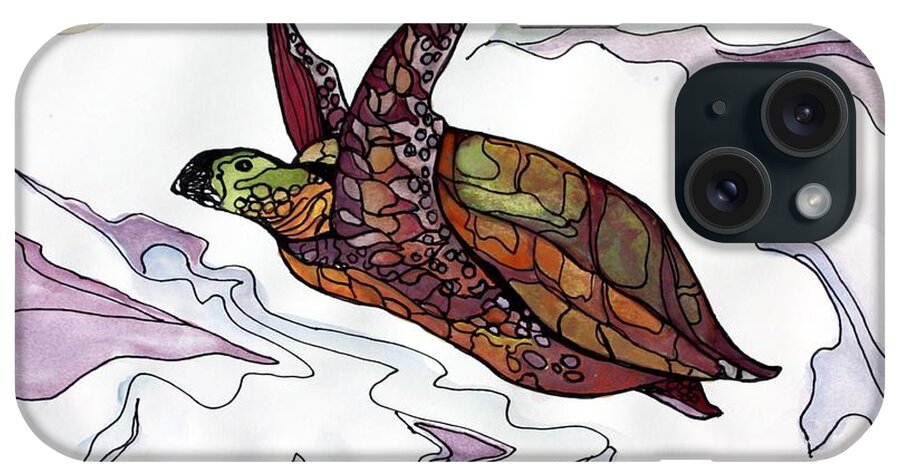 Turtle iPhone Case featuring the painting The Painted Turtle by Pat Purdy