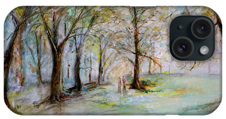 Prints iPhone Case featuring the painting The Park Bench by Jack Diamond