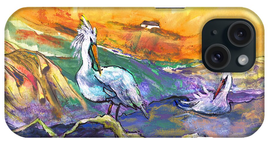 Fantasy iPhone Case featuring the painting The Pelican Affair by Miki De Goodaboom