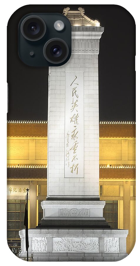 Peoples iPhone Case featuring the photograph The Peoples Monument at Tiananmen Square - Beijing China by Brendan Reals