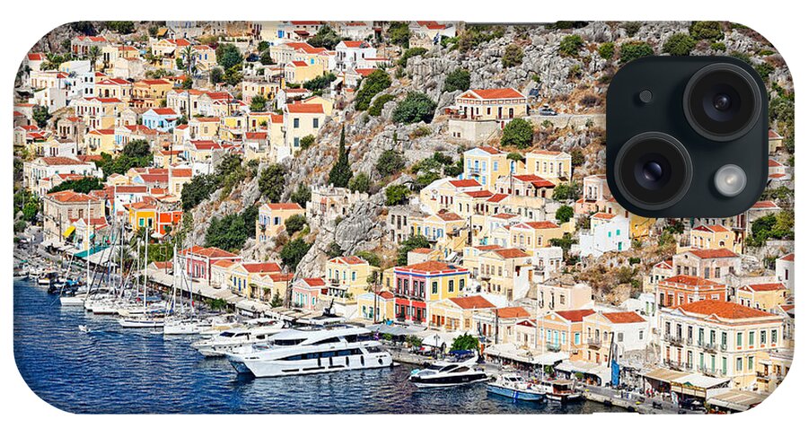 Aegean iPhone Case featuring the photograph The port of Symi - Greece by Constantinos Iliopoulos
